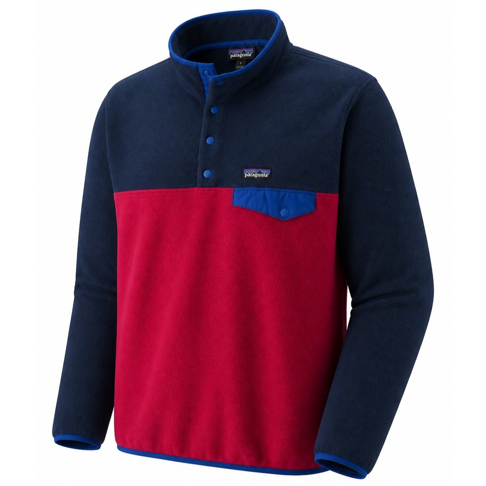Patagonia Synchilla Snap-T Fleece Pullover Men Size M Red Navy Blue 25580 FA17